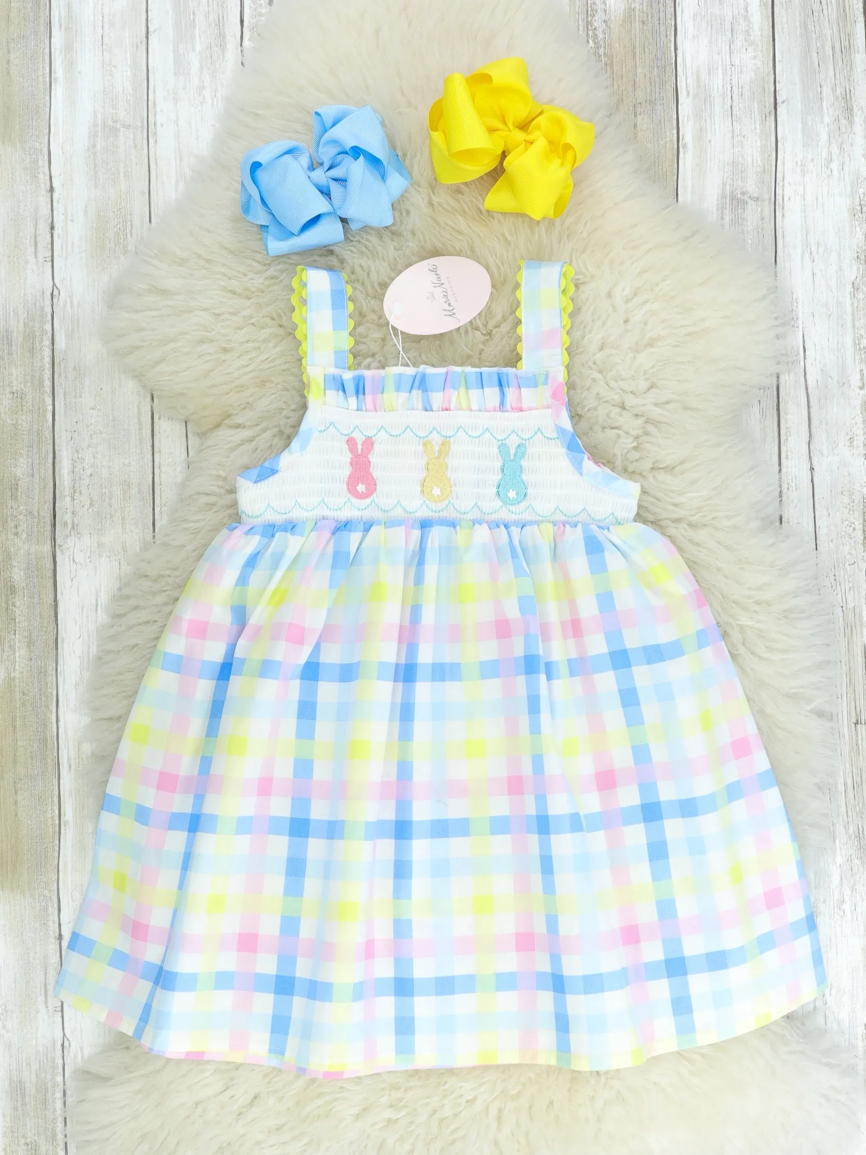 Easter Bunny Pastel Smocked Dress