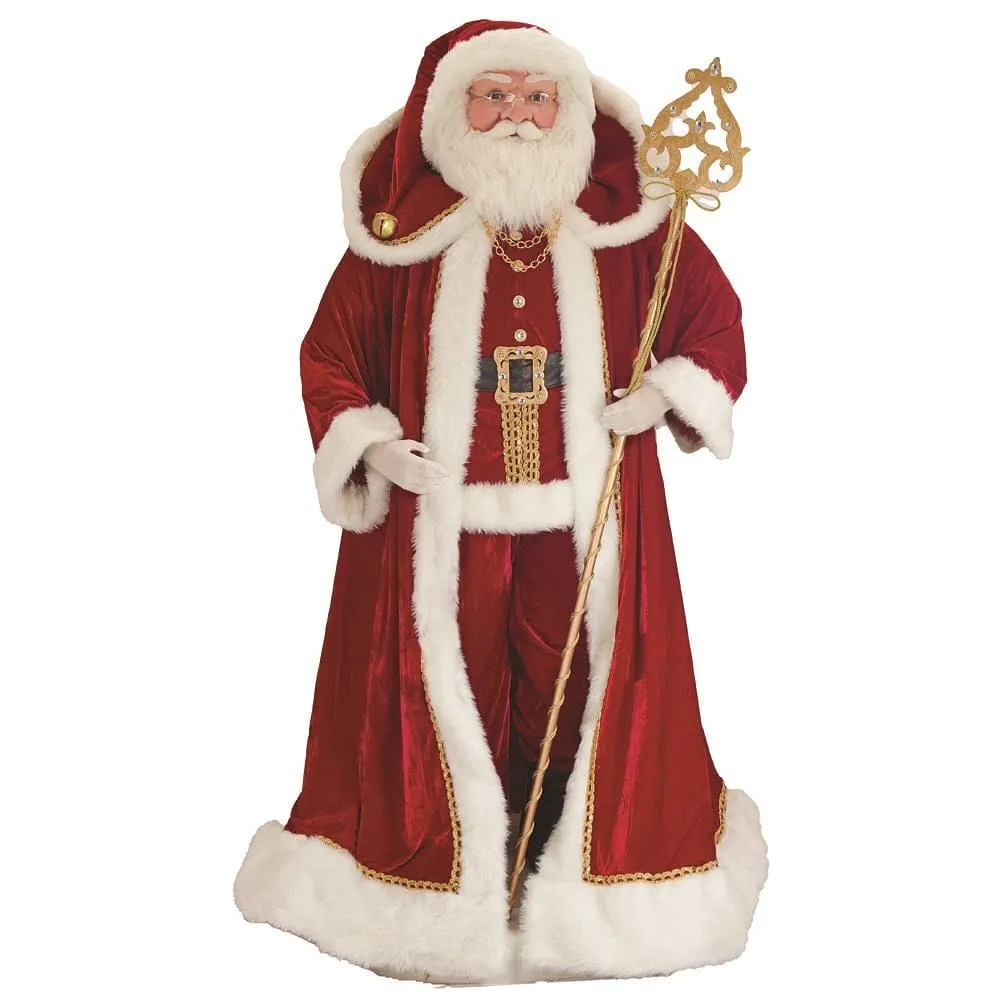 Kringle Klaus Elegant Santa With Staff - 72 Inches Tall