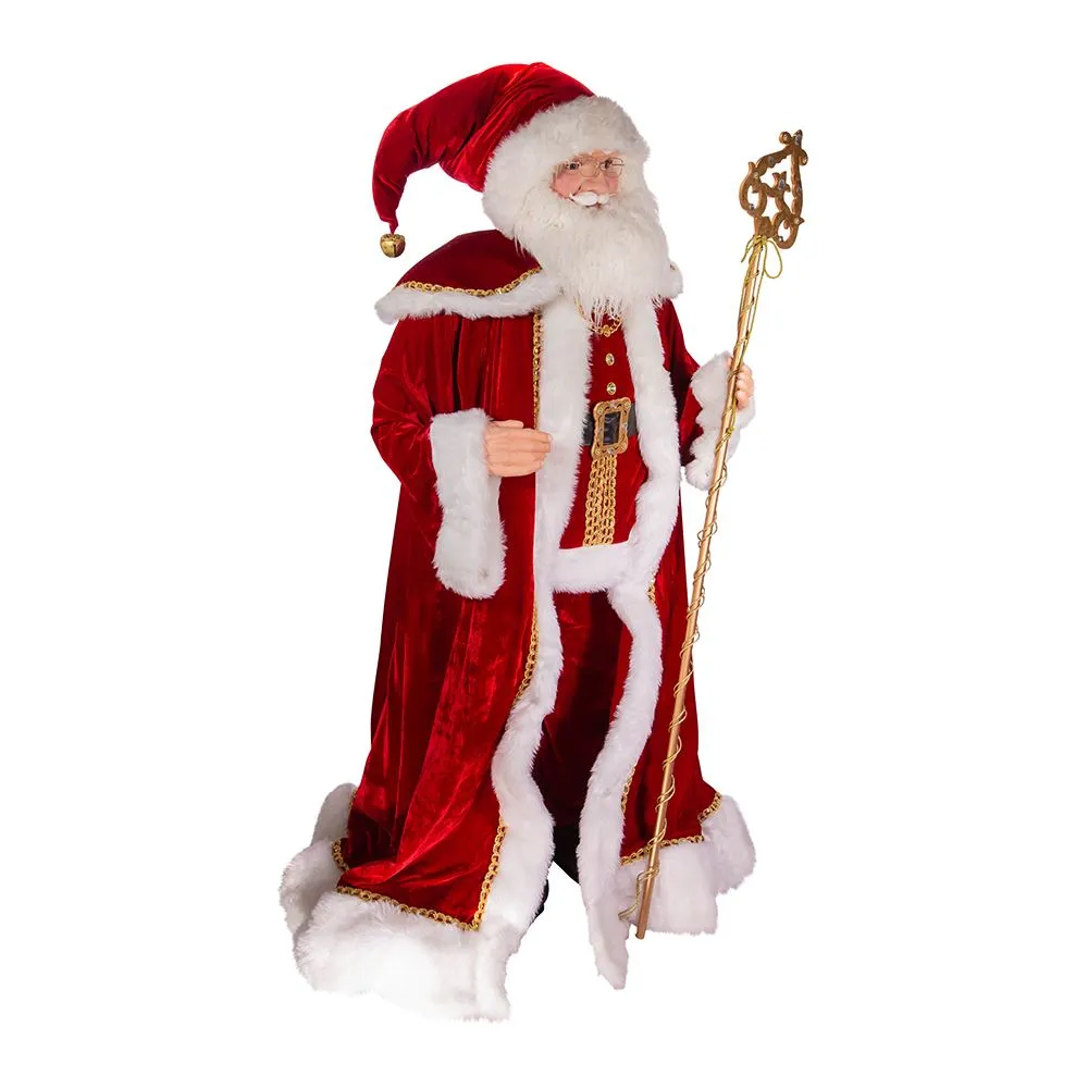 Kringle Klaus Elegant Santa With Staff - 72 Inches Tall