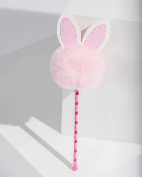 Pink Fluffy Bunny Face Pen