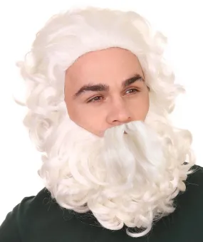 Professional Men's Santa Wig And Full Beard Set | Multiple Color Merry Christmas Wigs | Premium Breathable Capless Cap